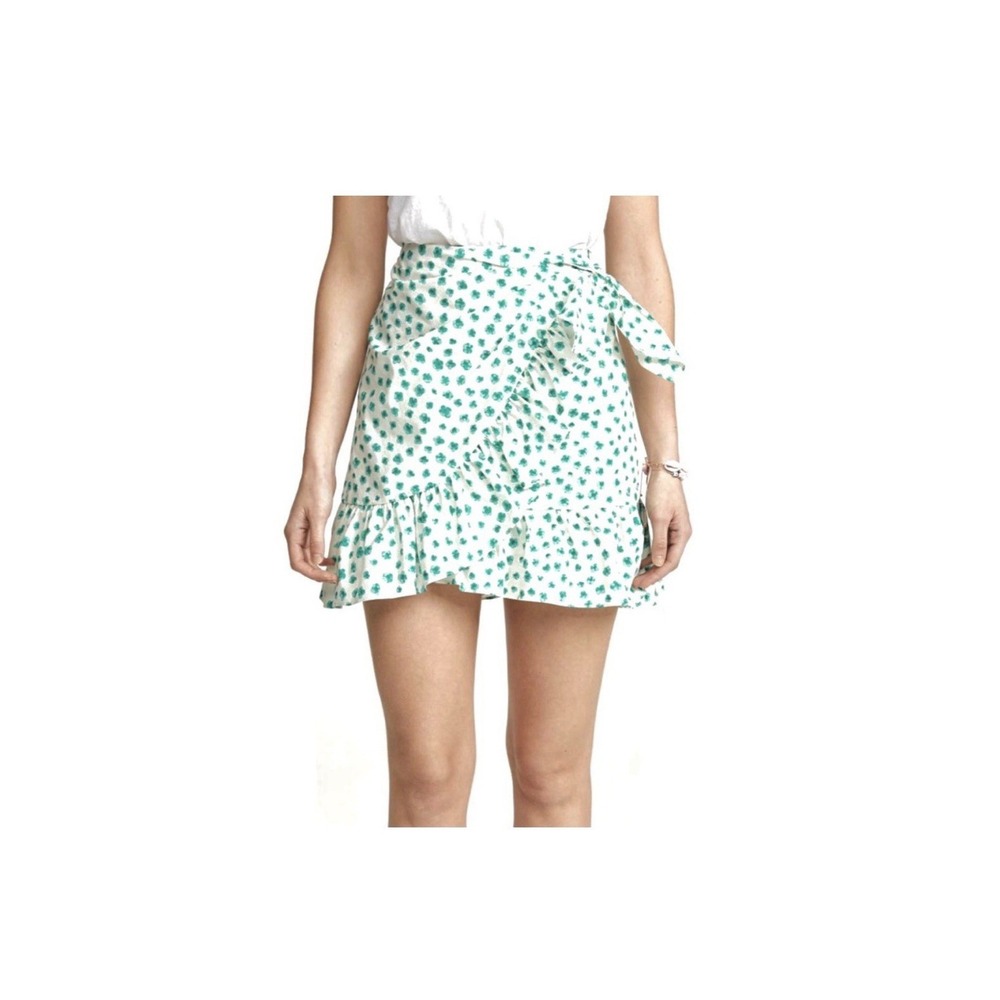 Rebecca Taylor Green Daisy Floral Wrap Mini Skirt - Women Size 2